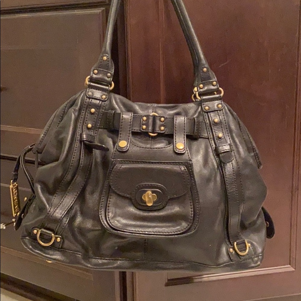 Lockheart “Harness Racing” black leather Satchel